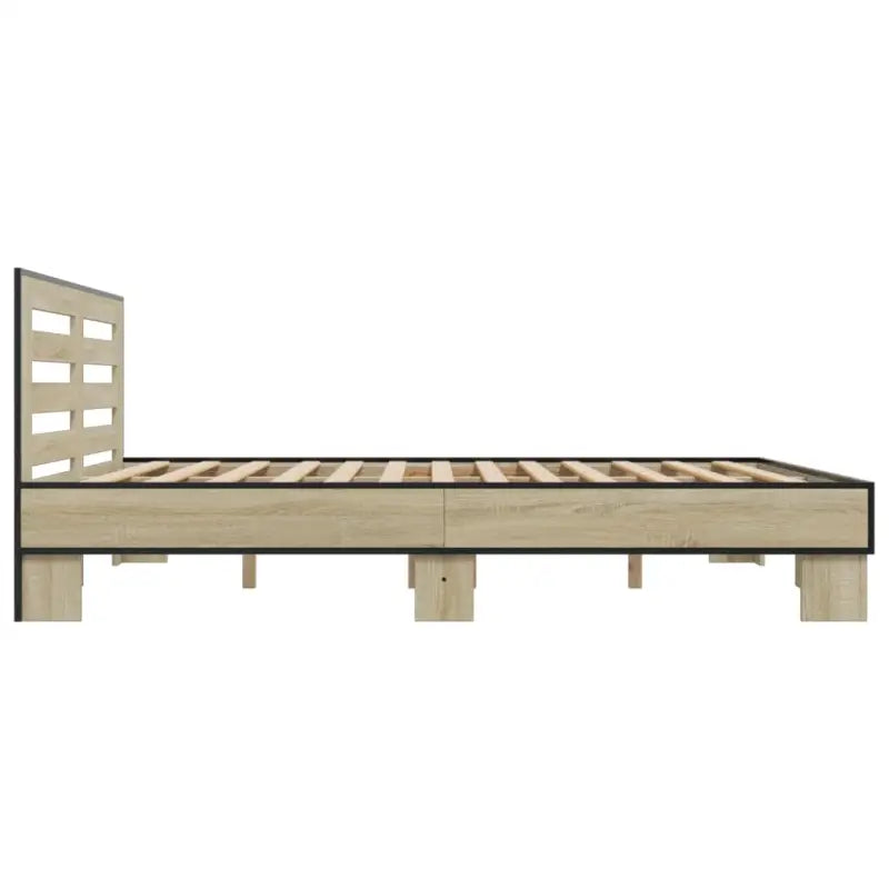 Duurzaam bedframe met bewerkt hout en multiplex lattenbodem - Bedden & bedframes