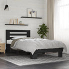Duurzaam bedframe met bewerkt hout en multiplex lattenbodem - Zwart / 90 x 200 cm - Bedden & bedframes