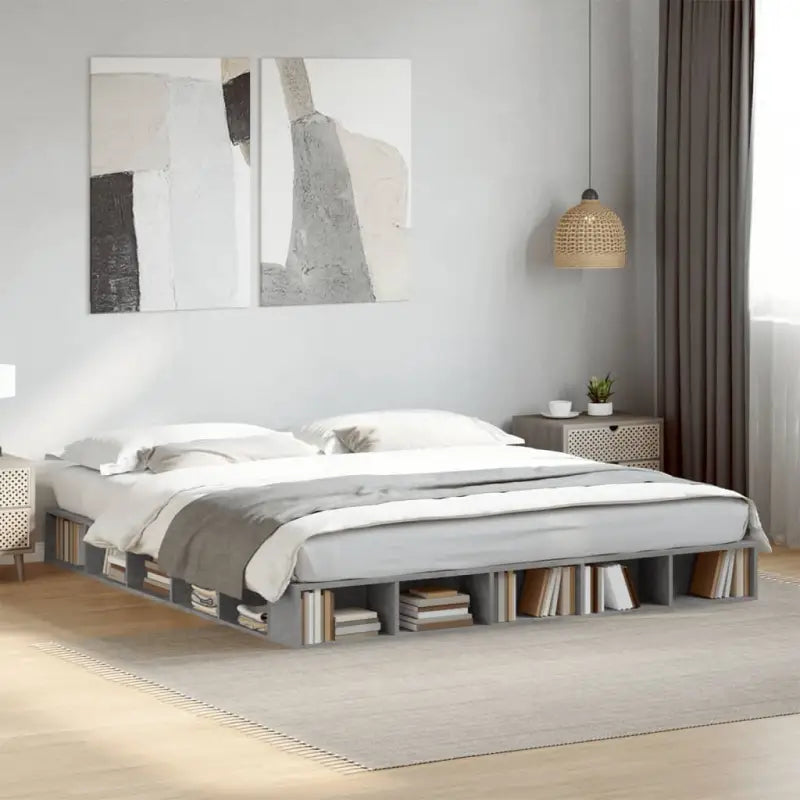 Duurzaam bedframe van bewerkt hout voor een comfortabele slaapkamer - Betongrijs / 180 x 200 cm - Bedden & bedframes