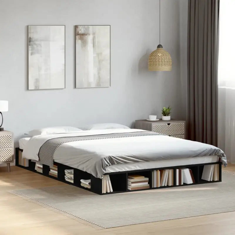Duurzaam bedframe van bewerkt hout voor een comfortabele slaapkamer - Zwart / 160 x 200 cm - Bedden & bedframes