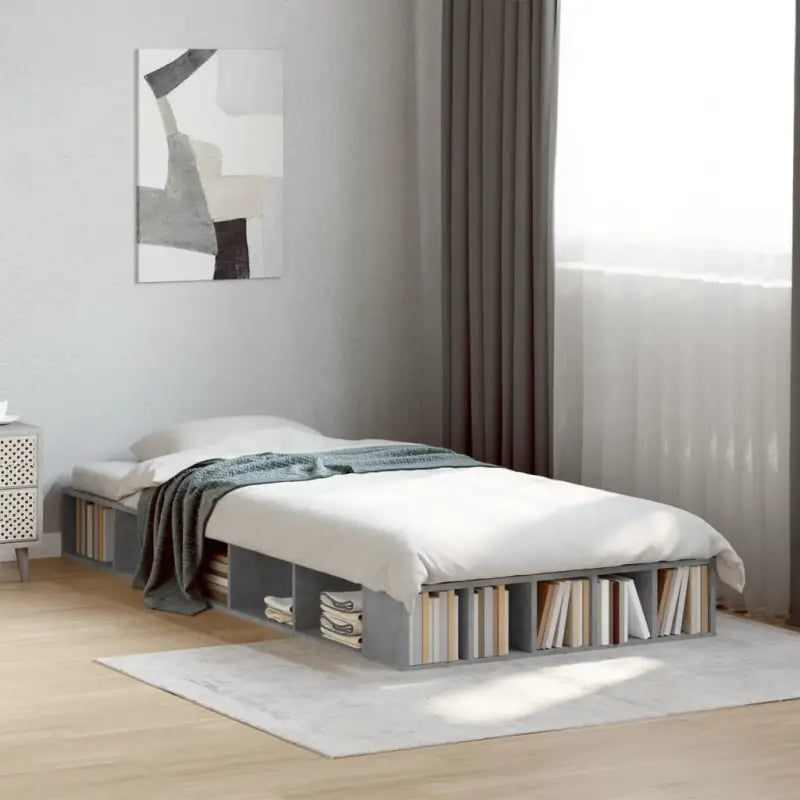Duurzaam bedframe van bewerkt hout voor een comfortabele slaapkamer - Betongrijs / 100 x 200 cm - Bedden & bedframes
