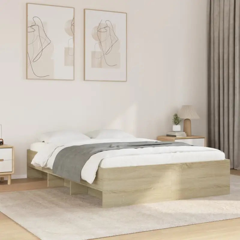 Duurzaam bedframe van bewerkt hout voor een goede nachtrust - Sonoma eiken / 120 x 200 cm - Bedden & bedframes