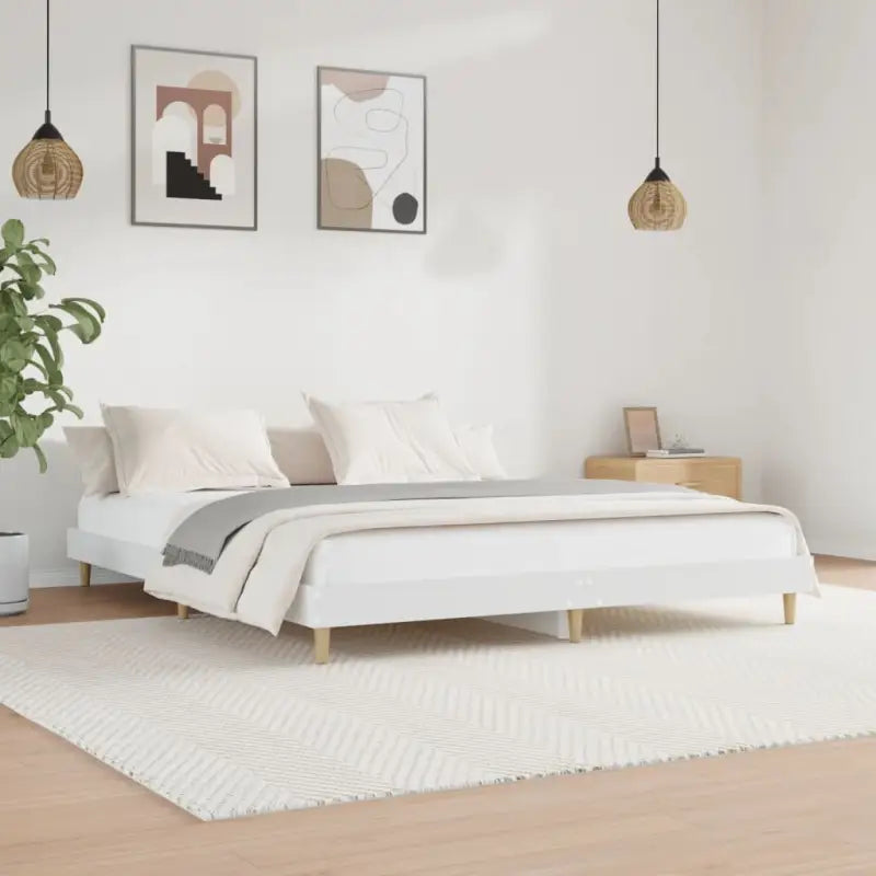 Duurzaam bewerkt hout bedframe met multiplex lattenbodem voor rust - Wit / 140 x 200 cm - Bedden & bedframes