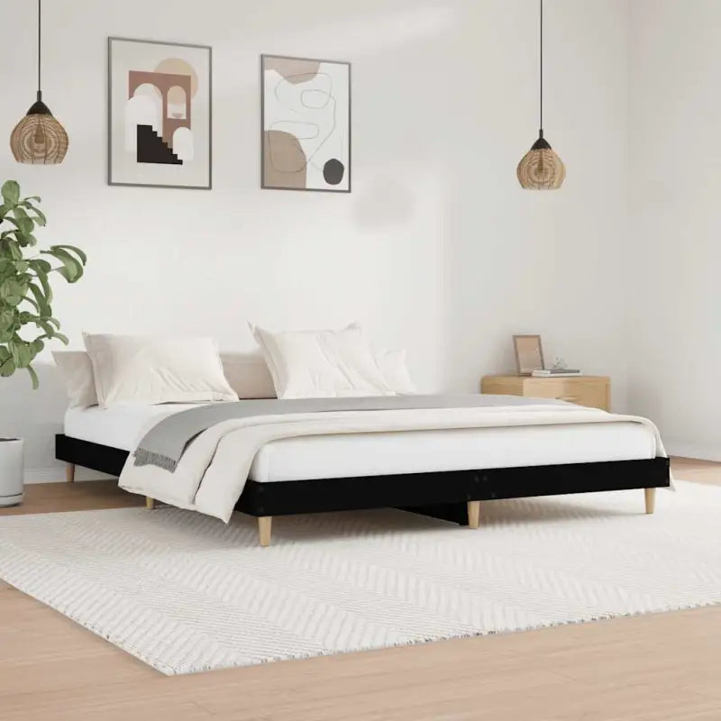 Duurzaam bewerkt hout bedframe met multiplex lattenbodem voor rust - Zwart / 120 x 200 cm - Bedden & bedframes