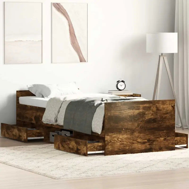 Duurzaam hout bedframe voor comfortabele nachten - Gerookt eiken / 90 x 190 cm - Bedden & bedframes