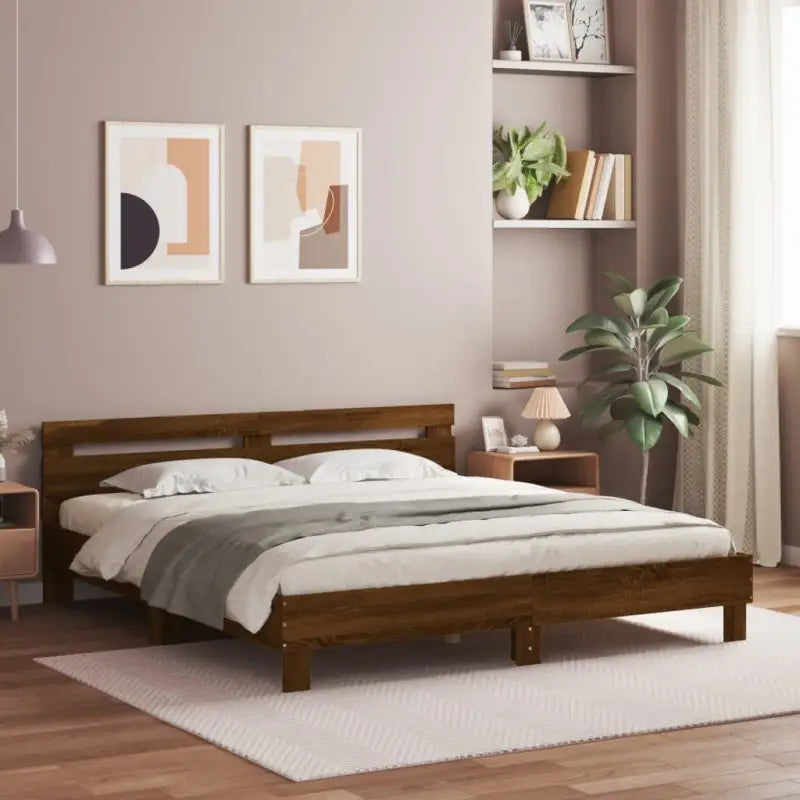 Duurzaam houten bedframe voor een goede nachtrust - bruin eikenkleur / 180 x 200 cm - Bedden & bedframes