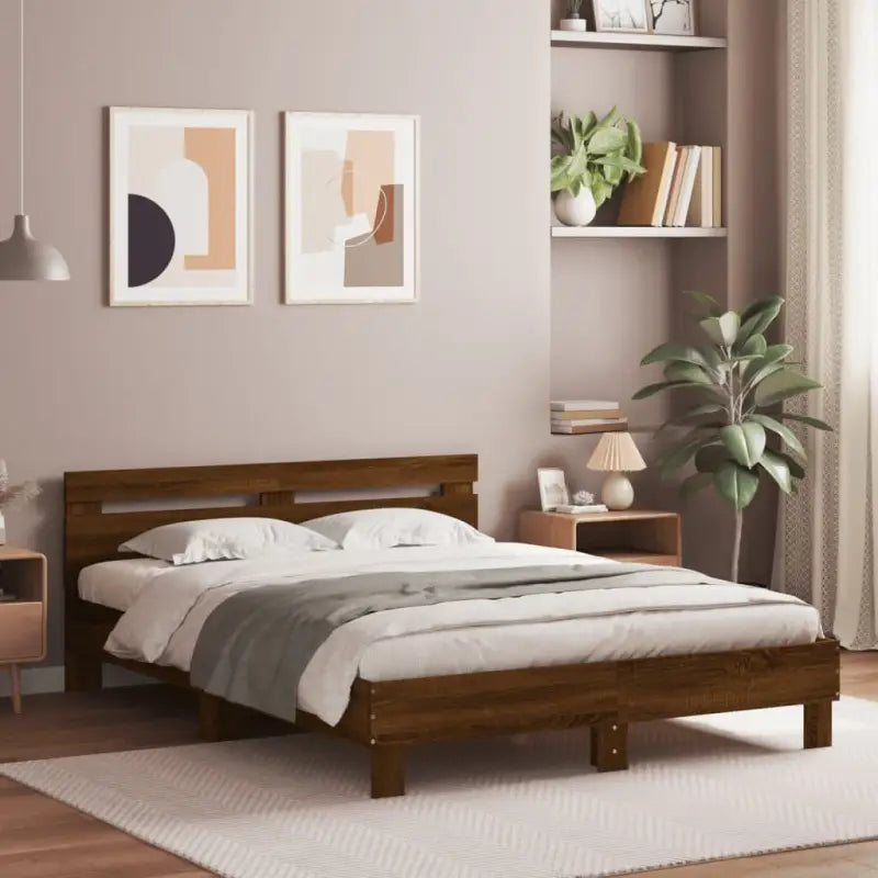 Duurzaam houten bedframe voor een goede nachtrust - bruin eikenkleur / 140 x 200 cm - Bedden & bedframes