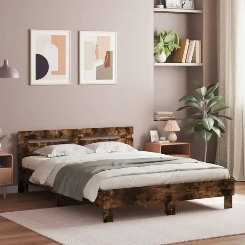 Duurzaam houten bedframe voor een goede nachtrust - Gerookt eiken / 140 x 200 cm - Bedden & bedframes