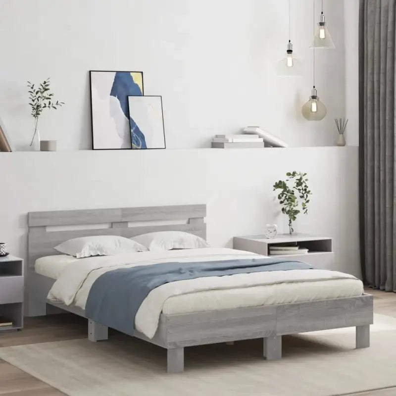 Duurzaam houten bedframe voor een goede nachtrust - Grijs sonoma / 120 x 190 cm - Bedden & bedframes