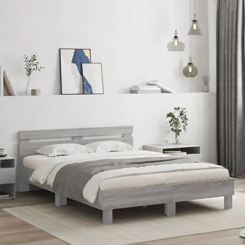 Duurzaam houten bedframe voor een goede nachtrust - Grijs sonoma / 140 x 190 cm - Bedden & bedframes