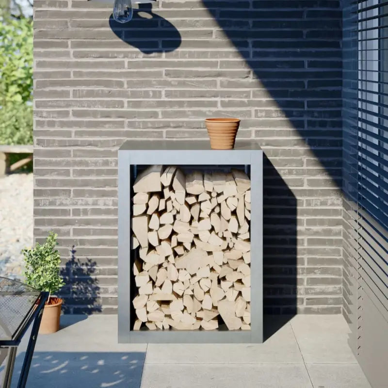 Duurzaam Stalen Brandhoutrek voor Nette Opslag - Gegalvaniseerd staal/Grijs / 60 x 40 x 80 cm - Brandhoutrekken