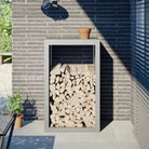 Duurzaam Stalen Brandhoutrek voor Nette Opslag - Roestvrij staal/Lichtgrijs / 60 x 40 x 100 cm - Brandhoutrekken