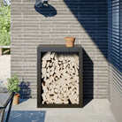 Duurzaam Stalen Brandhoutrek voor Nette Opslag - Staal/Zwart / 60 x 40 x 80 cm - Brandhoutrekken