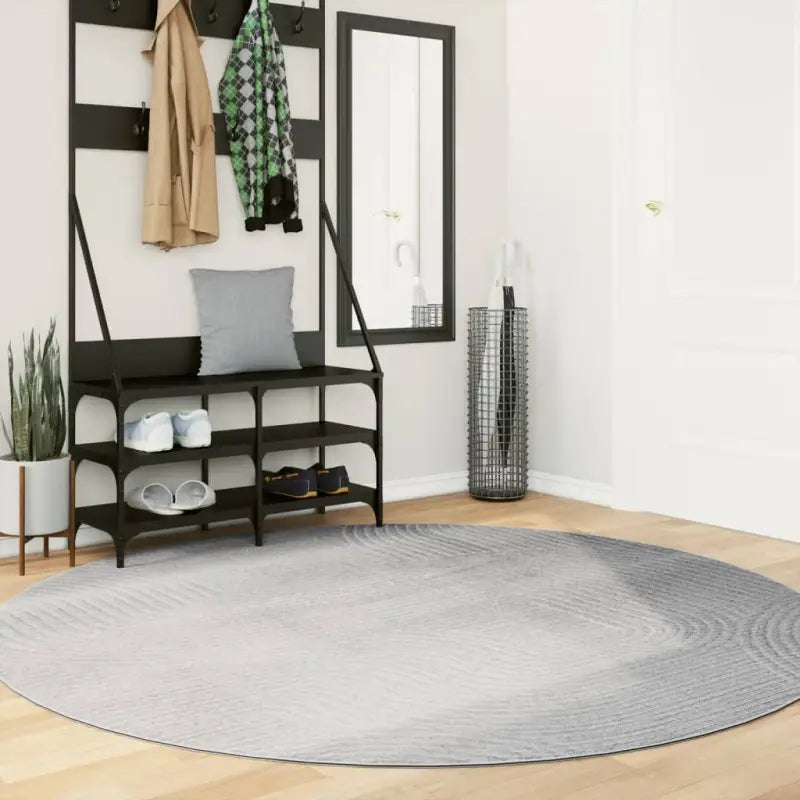 Duurzaam vloerkleed van polyester met schadelijke stoffen test volgens OEKO-TEX - Grijs / Ø 200 cm - Vloerkleden