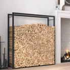 Duurzaam zwart staal brandhoutrek voor nette opslag - Zwart / 110 x 28 x 116 cm - Brandhoutrekken
