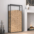 Duurzaam zwart staal brandhoutrek voor nette opslag - Zwart / 80 x 28 x 154 cm - Brandhoutrekken