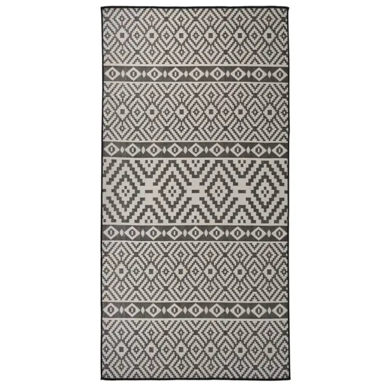 Duurzame buitenvloerkleden voor een beschermendemat in je tuin - Zwarte strepen / 100 x 200 cm - Vloerkleden