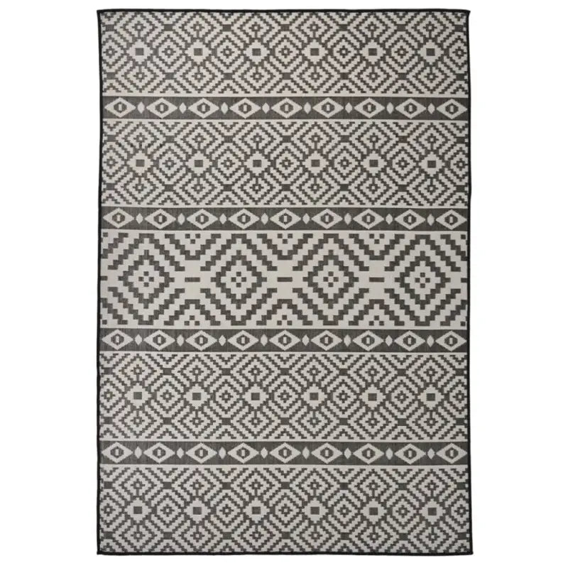 Duurzame buitenvloerkleden voor een beschermendemat in je tuin - Zwarte strepen / 160 x 230 cm - Vloerkleden