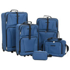 Duurzame koffer set met PVC coating voor lange en korte reizen - Blauw / 5 - Koffers