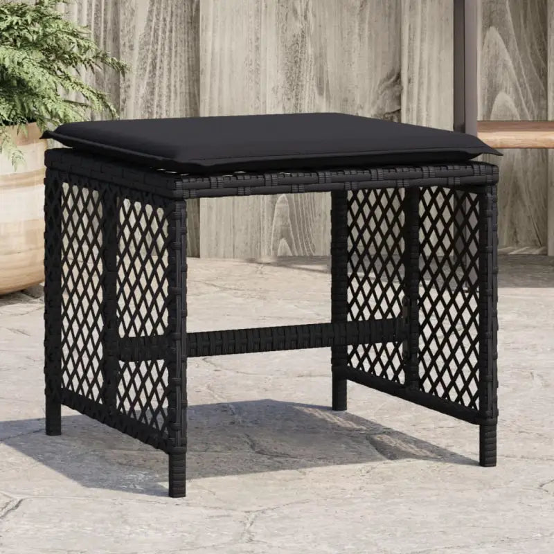 Duurzame poly rattan tuinkrukken voor een comfortabele zitervaring - Zwart / 4 - Tuinpoefs