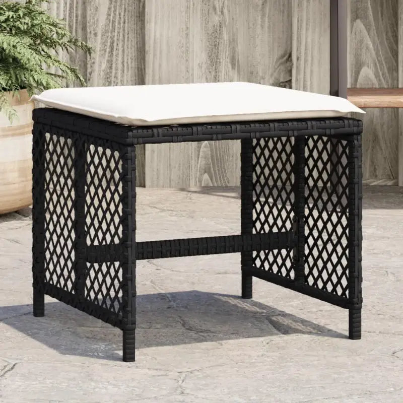 Duurzame poly rattan tuinkrukken voor een comfortabele zitervaring - Zwart en crème / 4 - Tuinpoefs