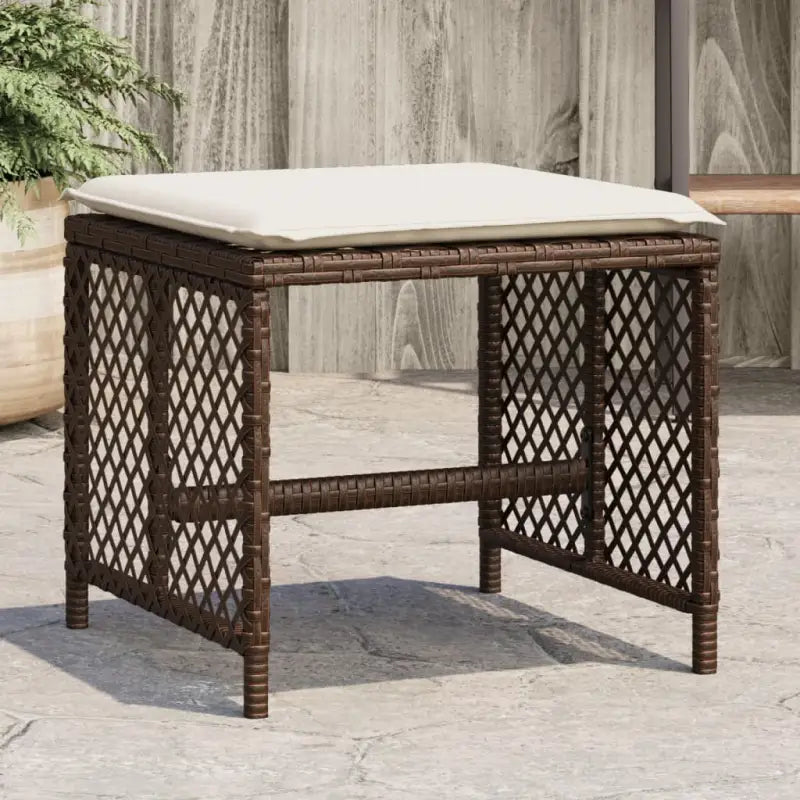 Duurzame poly rattan tuinkrukken voor een comfortabele zitervaring - Bruin en crème / 4 - Tuinpoefs