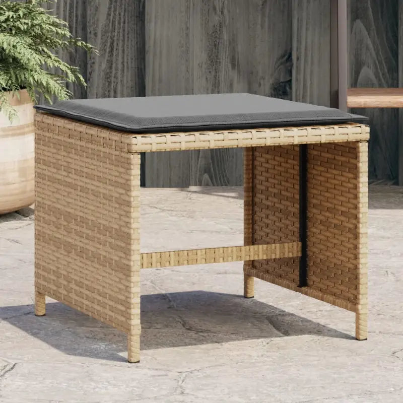 Duurzame poly rattan tuinkrukken voor een comfortabele zitervaring - Gemengd beige / 4 - Tuinpoefs