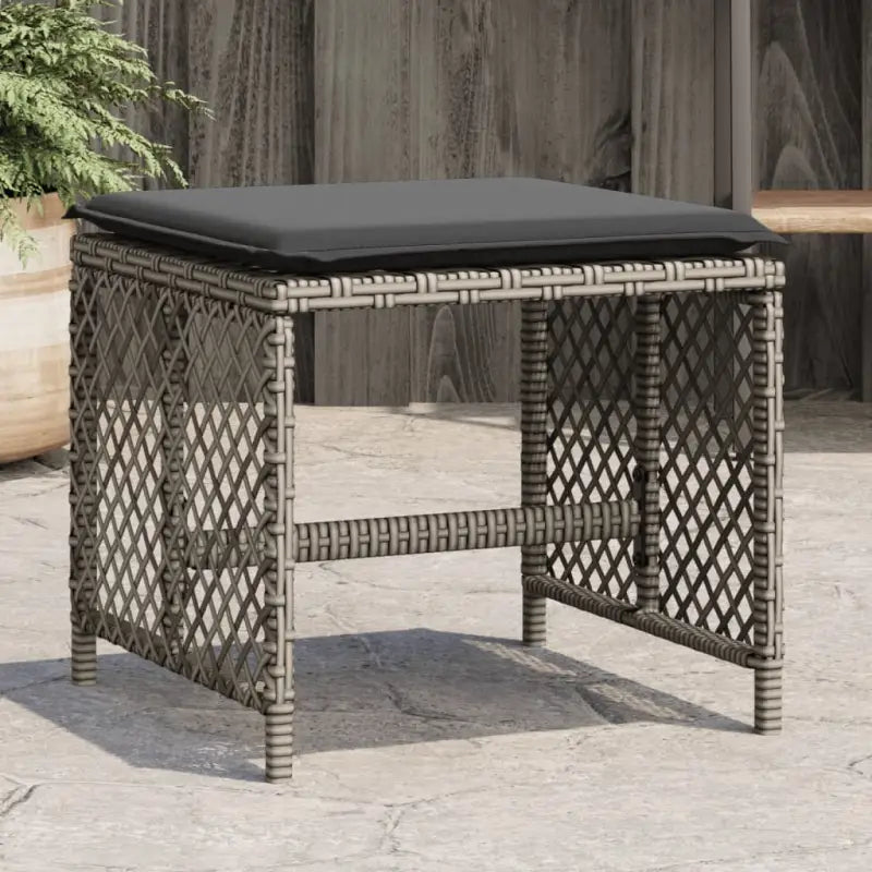 Duurzame poly rattan tuinkrukken voor een comfortabele zitervaring - Grijs / 4 - Tuinpoefs