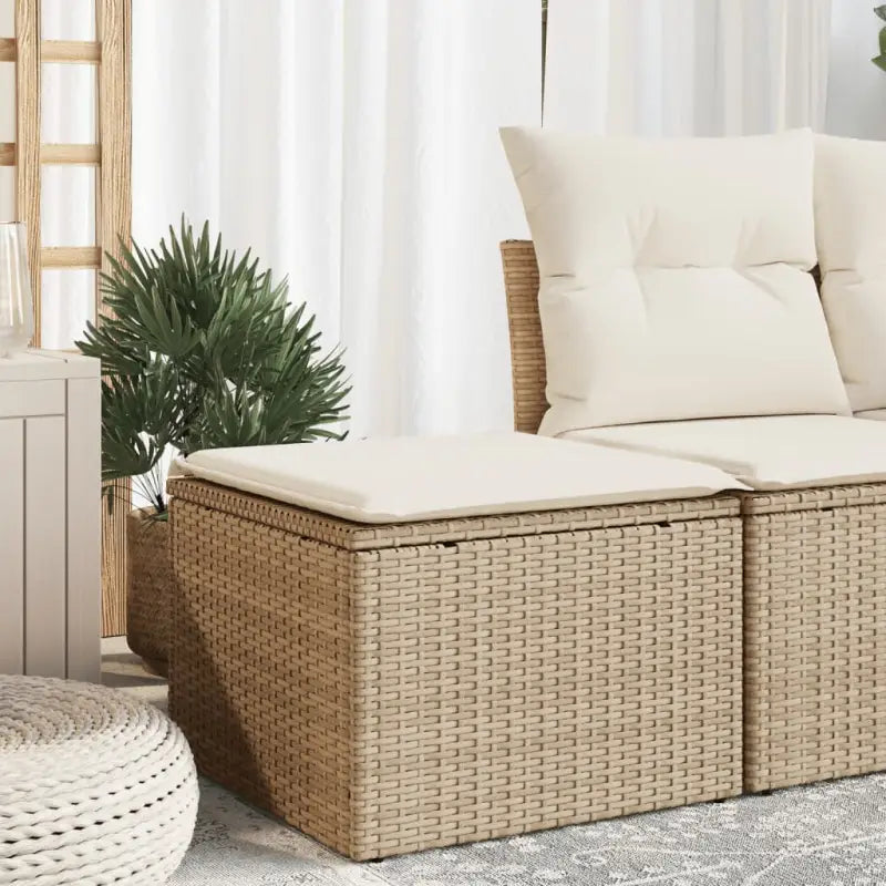 Duurzame tuinkruk met poly rattan en comfortabele zitervaring - beige en crèmekleurig / 1 / zonder opbergruimte