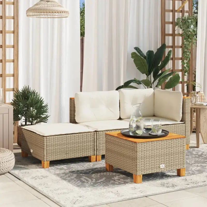 Duurzame tuinkruk met poly rattan en comfortabele zitervaring - Beige / 1 / Dichtgeweven - Tuinpoefs