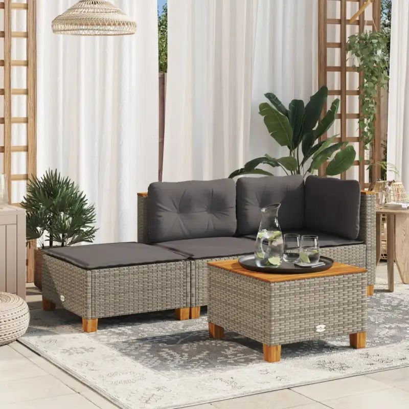Duurzame tuinkruk met poly rattan en comfortabele zitervaring - Grijs / 1 / Dichtgeweven - Tuinpoefs