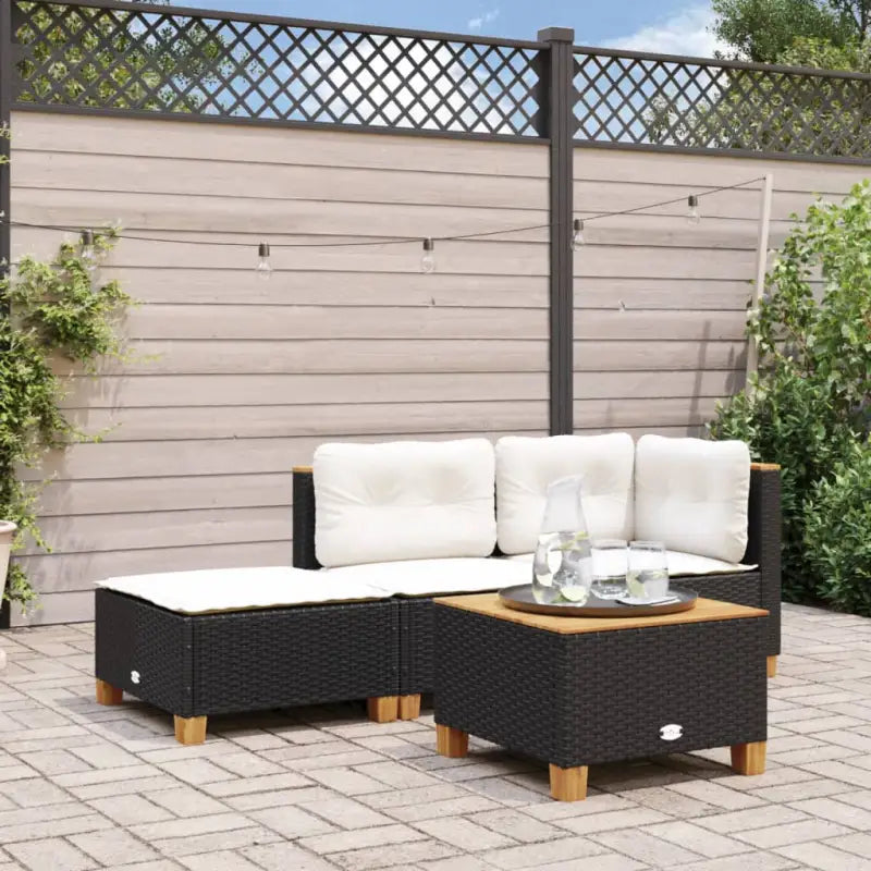 Duurzame tuinkruk met poly rattan en comfortabele zitervaring - Zwart / 1 / Dichtgeweven - Tuinpoefs