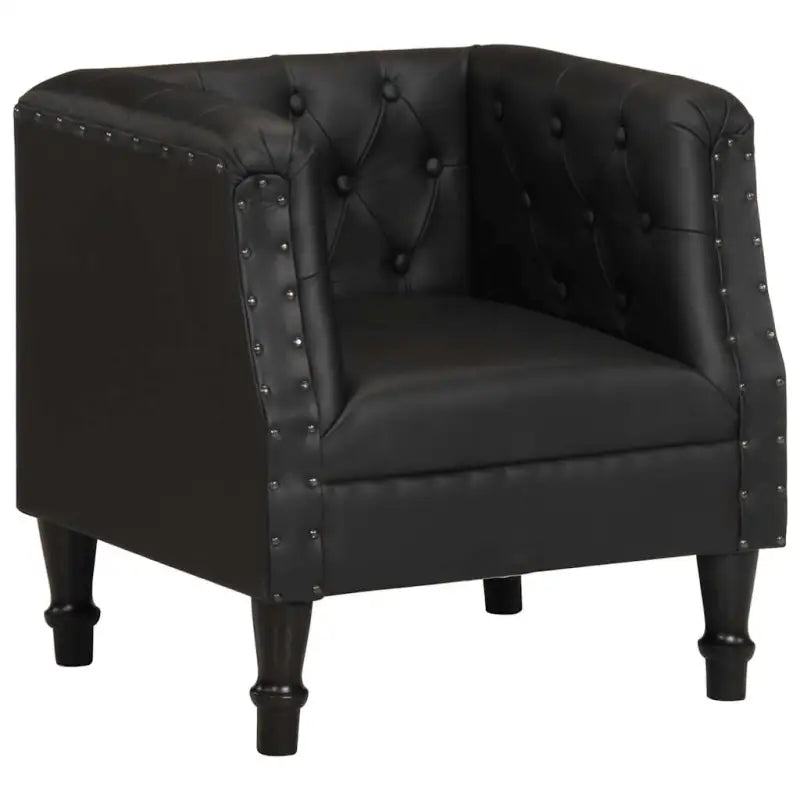 Echt geitenleer fauteuil met massief mangohout voor ultiem comfort - Zwart / 1 - Fauteuils & Relaxfauteuils