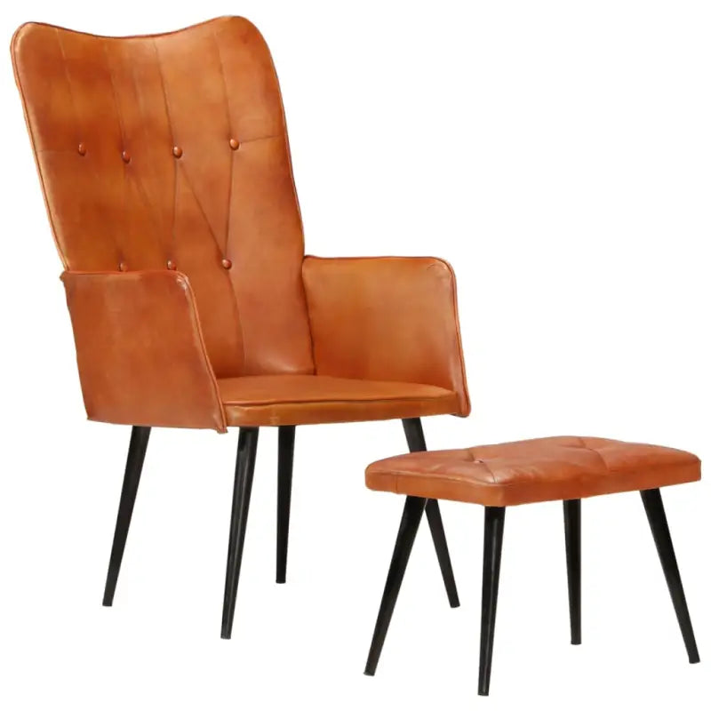 Echt leer fauteuil met voetenbank voor ontspanning in woonkamer of slaapkamer - Fauteuils & Relaxfauteuils