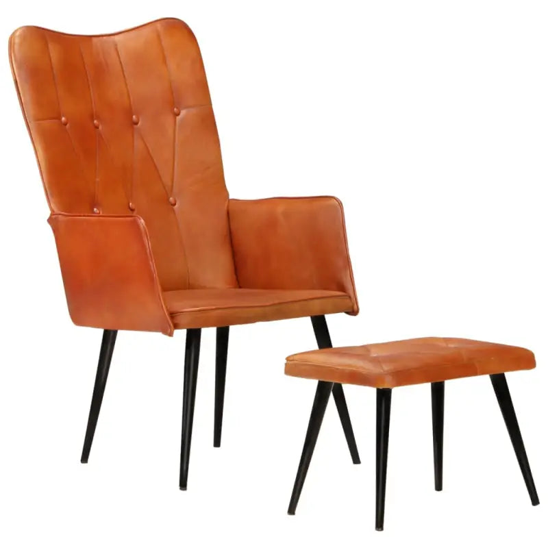 Echt leer fauteuil met voetenbank voor ontspanning in woonkamer of slaapkamer - Fauteuils & Relaxfauteuils