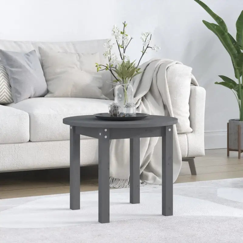 Echte salontafel van massief grenenhout met rustieke uitstraling - Grijs / Ø 55 x 45 cm / 1 - Salontafels