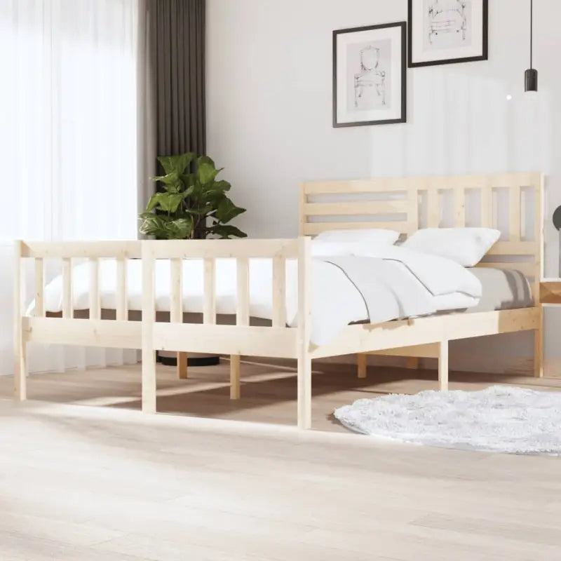 Eenvoudig bedframe van massief grenenhout voor een tijdloze slaapkamer uitstraling - Naturel / 150 x 200 cm - Bedden &