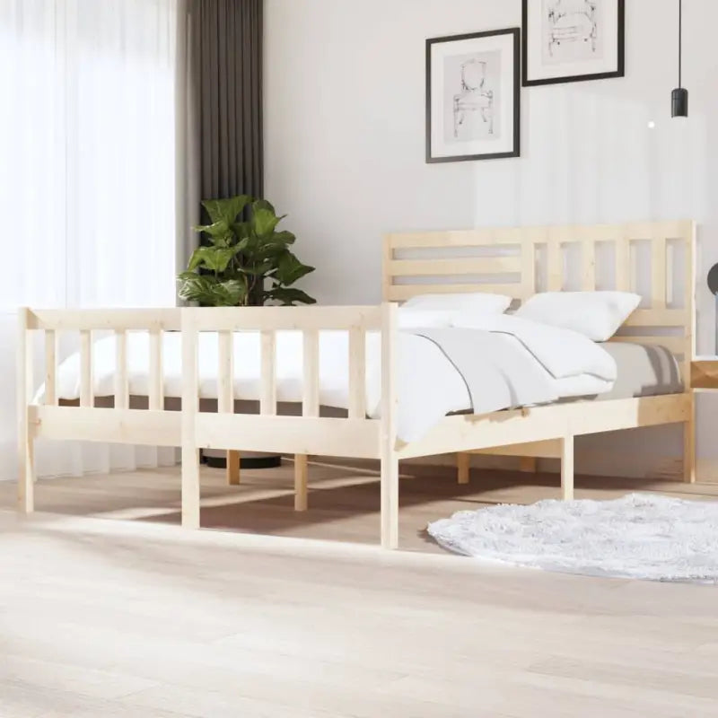 Eenvoudig bedframe van massief grenenhout voor een tijdloze slaapkamer uitstraling - Naturel / 140 x 200 cm - Bedden &
