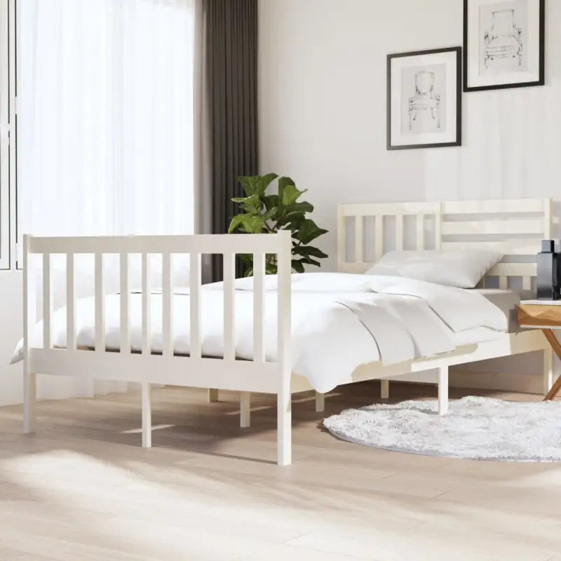 Eenvoudig bedframe van massief grenenhout voor een tijdloze slaapkamer uitstraling - Wit / 120 x 190 cm - Bedden &