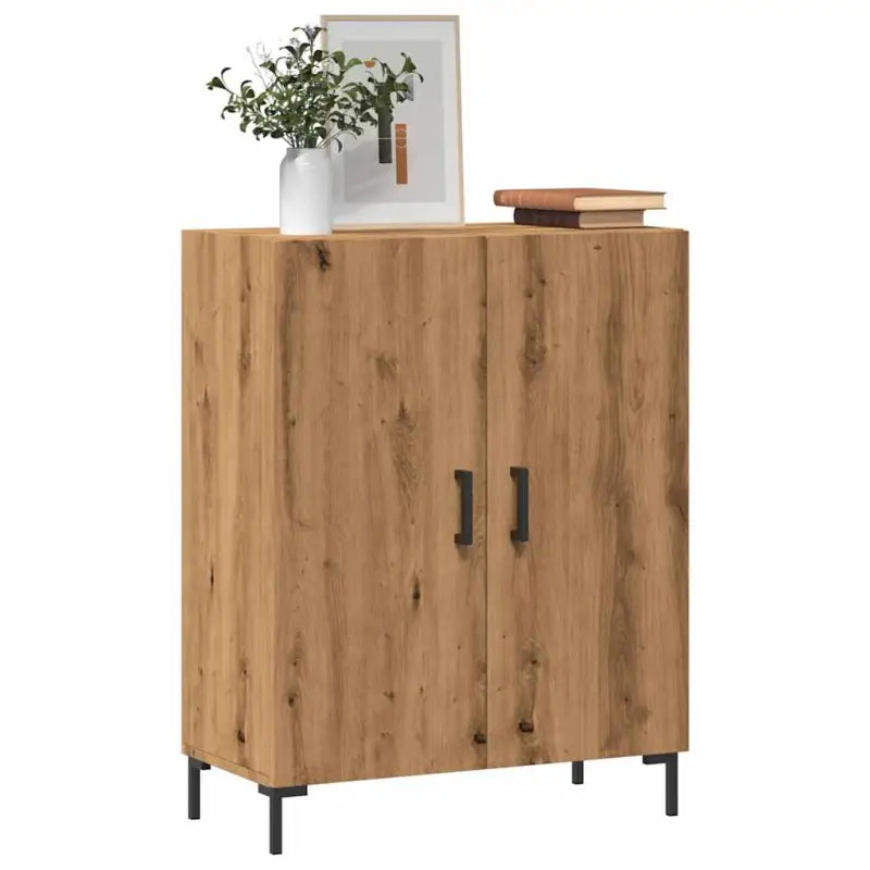 Eenvoudig dressoir van bewerkt hout in hoogglans wit - artisanaal eikenkleurig / 1 - Dressoirs & buffetkasten