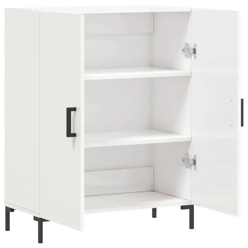 Eenvoudig dressoir van bewerkt hout in hoogglans wit - Dressoirs & buffetkasten