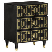 Eenvoudig nachtkastje met massief mangohout voor een elegante inrichting - Zwart / 1 - Nachtkastjes