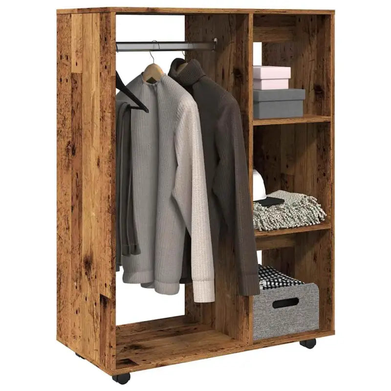 Eenvoudig schoon drie-delig kledingkast van bewerkt hout - Oud hout / 1 - Kledingkasten
