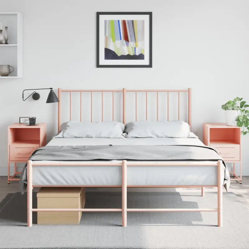 Eenvoudig schoon industrieel nachtkastje van staal voor elke kamer - Roze / 2 - Nachtkastjes