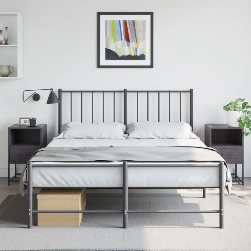 Eenvoudig schoon industrieel nachtkastje van staal voor elke kamer - Zwart / 2 - Nachtkastjes