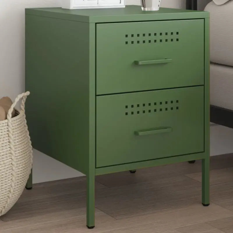Eenvoudig schoon nachtkastje met industriële uitstraling van stevig staal - Groen / 1 - Nachtkastjes