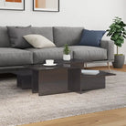Eenvoudig schoon te maken salontafel met bewerkt hout - Hoogglans grijs / 2 - Salontafels