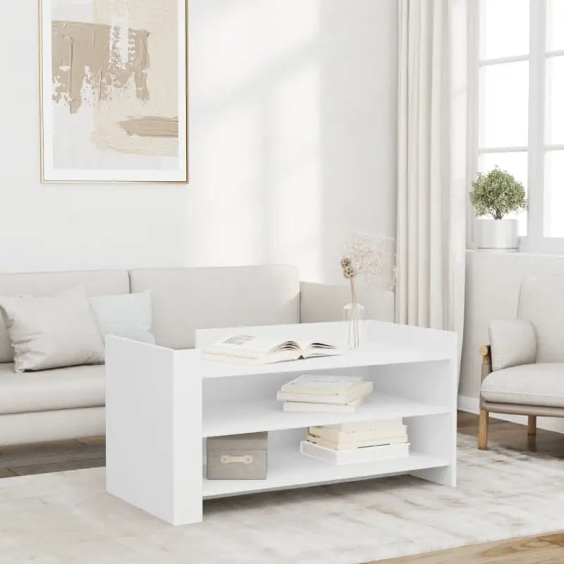 Eenvoudig schoon te maken salontafel van bewerkt hout met elegante uitstraling - Wit / 1 / 100 cm - Salontafels