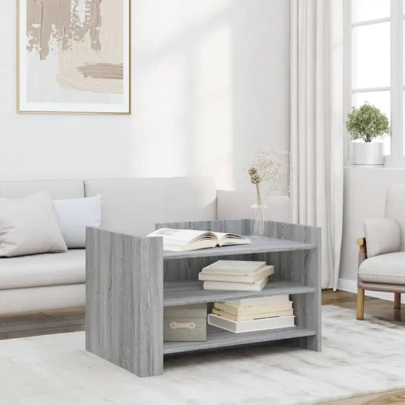 Eenvoudig schoon te maken salontafel van bewerkt hout met elegante uitstraling - Grijs sonoma / 1 / 80 cm - Salontafels