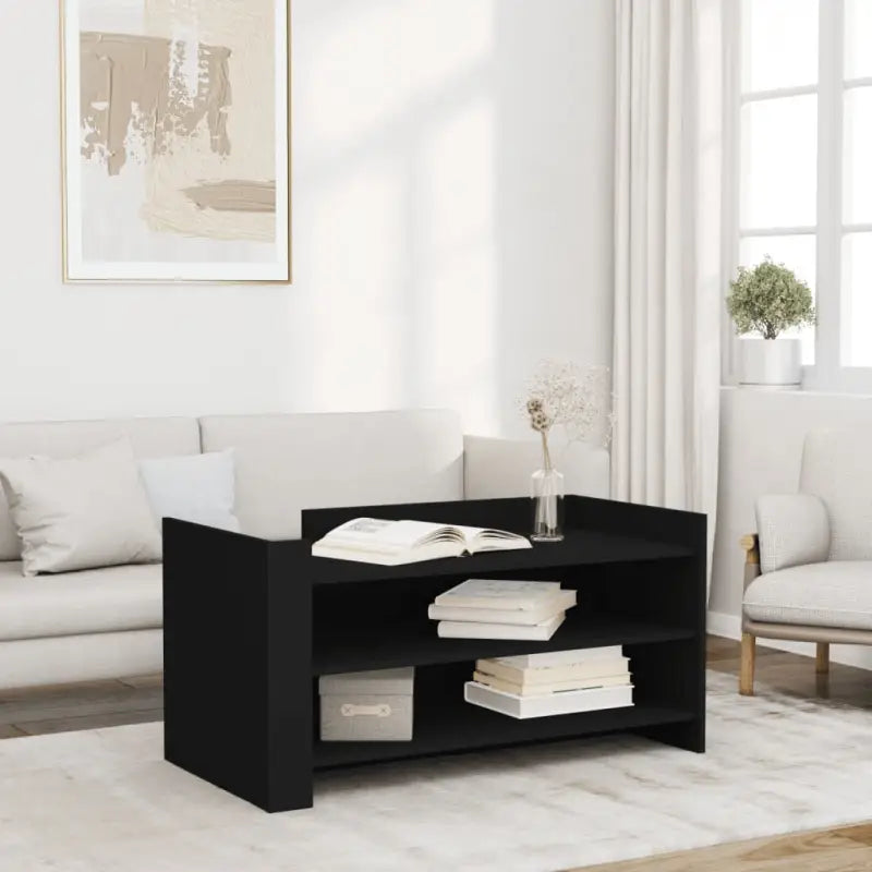 Eenvoudig schoon te maken salontafel van bewerkt hout met elegante uitstraling - Zwart / 1 / 100 cm - Salontafels
